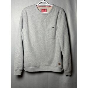Coleman Mens Gray Waffle Knit Sherpa Lined Crewneck Sweatshirt Medium 12902
